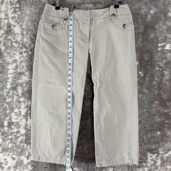 Ann Taylor Size 6 Cropped Button Straight Leg Pants Gray Zip Casual Pockets - Picture 2 of 10